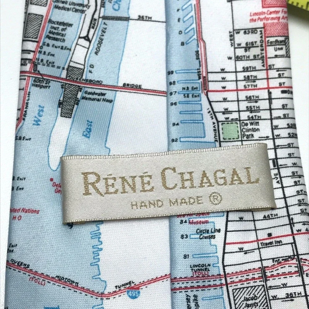 Rene Chagal New York City Tie NY Empire State Statue of Liberty Map Necktie 56